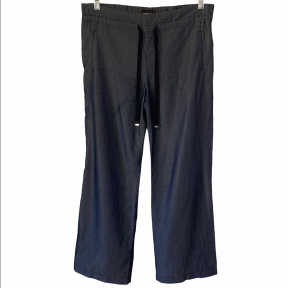 Emporio Armani chambray wide leg paper bag pants - Picture 2 of 7